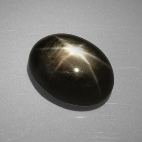Zaffiro stellato naturale nero da 9,24 ct, taglio ovale, opaco
