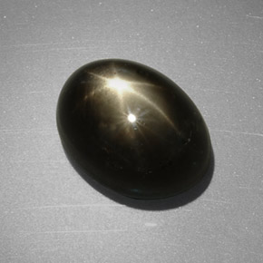 Zaffiro stellato naturale nero da 7,55 ct, taglio ovale, opaco