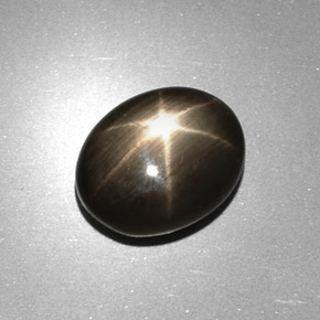 Zaffiro stellato naturale nero da 6,17 ct, taglio ovale, opaco