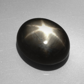 Zaffiro stellato naturale nero da 27,17 ct, taglio ovale, opaco