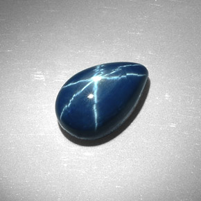 Zaffiro stellato naturale blu da 7,22 ct, taglio a pera, opaco