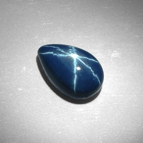 Zaffiro stellato naturale blu da 7,22 ct, taglio a pera, opaco