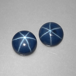 Zaffiro stellato naturale blu da  ct, taglio rotondo, opaco