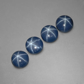 Zaffiro stellato naturale blu da  ct, taglio rotondo, opaco