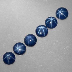 Gemme di Zaffiro stellato Blu naturale da  ct, Taglio rotondo, Opaco