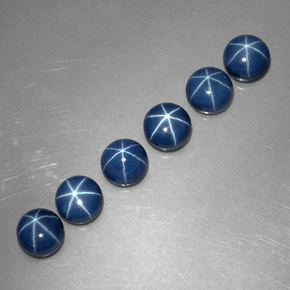 Gemme di Zaffiro stellato Blu naturale da  ct, Taglio rotondo, Opaco