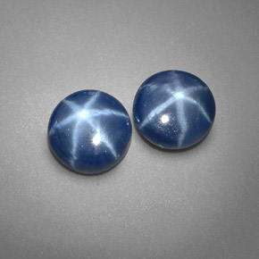 Zaffiro stellato naturale blu da  ct, taglio rotondo, opaco