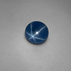 Zaffiro stellato naturale blu da 0,97 ct, taglio rotondo, opaco
