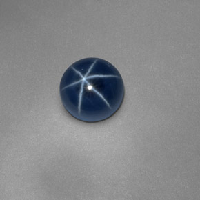 Zaffiro stellato naturale blu da 1,27 ct, taglio rotondo, opaco