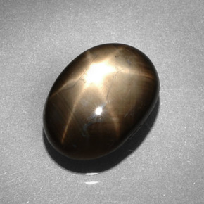 Zaffiro stellato naturale nero da 6,62 ct, taglio ovale, opaco