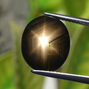 Zaffiro stellato naturale nero da 6,32 ct, taglio ovale, opaco