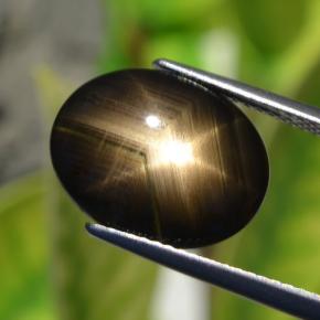 Zaffiro stellato naturale nero da 6,32 ct, taglio ovale, opaco
