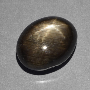 Zaffiro stellato naturale nero da 10,43 ct, taglio ovale, opaco