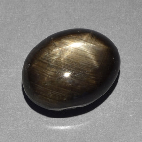Zaffiro stellato naturale nero da 10,43 ct, taglio ovale, opaco