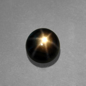 Zaffiro stellato Nero naturale da 1.22 ct, Taglio rotondo, Opaco
