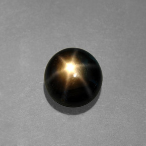 Zaffiro stellato Nero naturale da 1.22 ct, Taglio rotondo, Opaco