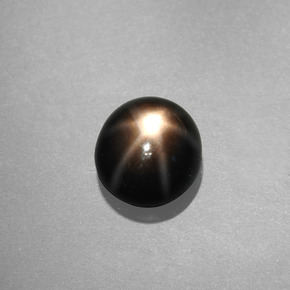 Zaffiro stellato naturale nero da 1,09 ct, taglio rotondo, opaco
