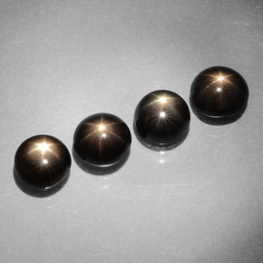 Gemme di Zaffiro stellato Nero naturale da  ct, Taglio rotondo, Opaco