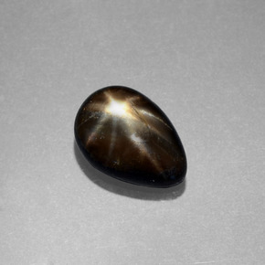 Zaffiro stellato naturale nero da 2,34 ct, taglio a pera, opaco