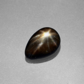 Zaffiro stellato naturale nero da 2,34 ct, taglio a pera, opaco