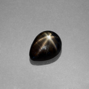 Zaffiro stellato naturale nero da 1,79 ct, taglio a pera, opaco