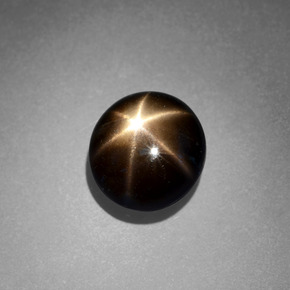 Zaffiro stellato naturale nero da 2,49 ct, taglio rotondo, opaco