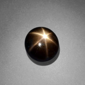 Zaffiro stellato naturale nero da 2,49 ct, taglio rotondo, opaco