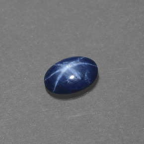 Zaffiro stellato naturale blu da 0,50 ct, taglio ovale, opaco