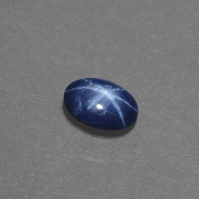 Zaffiro stellato naturale blu da 0,50 ct, taglio ovale, opaco