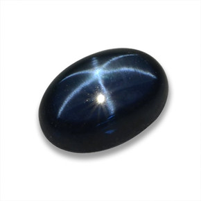 Zaffiro stellato naturale blu da 1,05 ct, taglio ovale, traslucido
