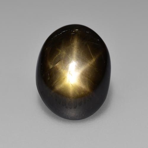 Zaffiro stellato naturale nero da 4,65 ct, taglio ovale, opaco