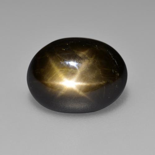 Zaffiro stellato naturale nero da 4,65 ct, taglio ovale, opaco