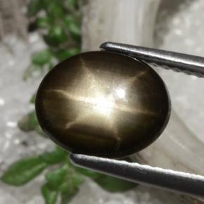 Zaffiro stellato naturale nero da 2,94 ct, taglio ovale, opaco