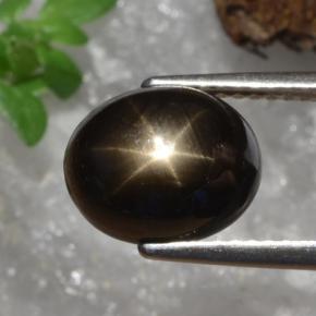 Zaffiro stellato naturale nero da 4,91 ct, taglio ovale, opaco