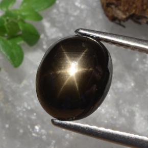 Zaffiro stellato naturale nero da 4,91 ct, taglio ovale, opaco