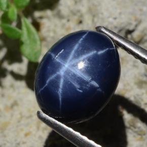 Zaffiro stellato naturale blu da 4,81 ct, taglio ovale, opaco