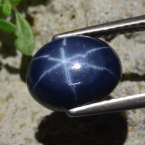 Zaffiro stellato naturale blu da 4,81 ct, taglio ovale, opaco