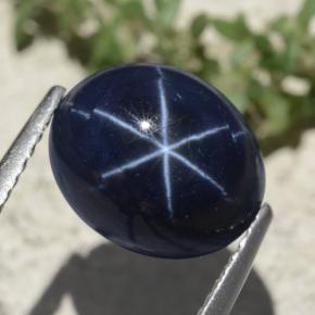 Zaffiro stellato naturale blu da 6,88 ct, taglio ovale, opaco