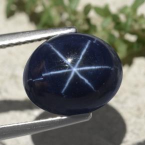 Zaffiro stellato naturale blu da 6,88 ct, taglio ovale, opaco