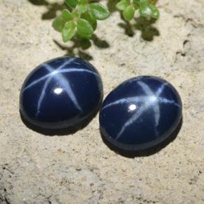 Zaffiro stellato naturale blu da 4,44 ct, taglio ovale, opaco