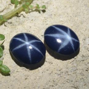 Zaffiro stellato naturale blu da 4,45 ct, taglio ovale, opaco