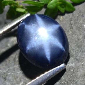 Zaffiro stellato naturale blu da 4,01 ct, taglio ovale, opaco