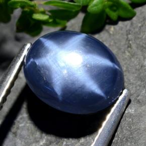 Zaffiro stellato naturale blu da 4,01 ct, taglio ovale, opaco