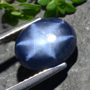 Zaffiro stellato naturale blu da 4,01 ct, taglio ovale, opaco