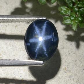 Zaffiro stellato naturale blu da 2,14 ct, taglio ovale, opaco