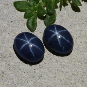 Zaffiro stellato naturale blu da 2,20 ct, taglio ovale, opaco