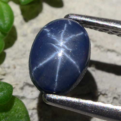 Zaffiro stellato Blu scuro naturale da 1.12 ct, Taglio ovale, Opaco