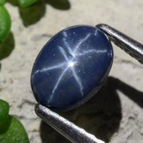 Zaffiro stellato Blu scuro naturale da 1.12 ct, Taglio ovale, Opaco