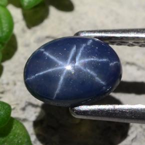 Zaffiro stellato Blu scuro naturale da 1.12 ct, Taglio ovale, Opaco