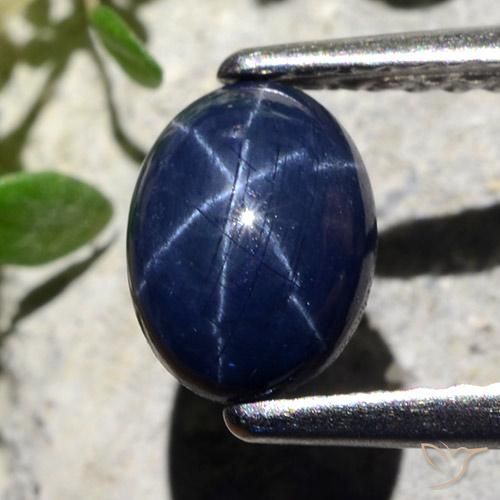 Zaffiro stellato Blu navy naturale da 1.27 ct, Taglio ovale, Opaco